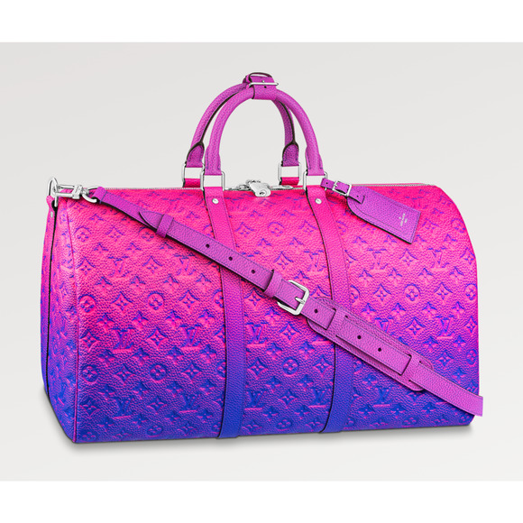 Louis Vuitton Keepall Bandouliere 50 Blue Pink Taurillon Weekend Travel Bag - Picture 1 of 12
